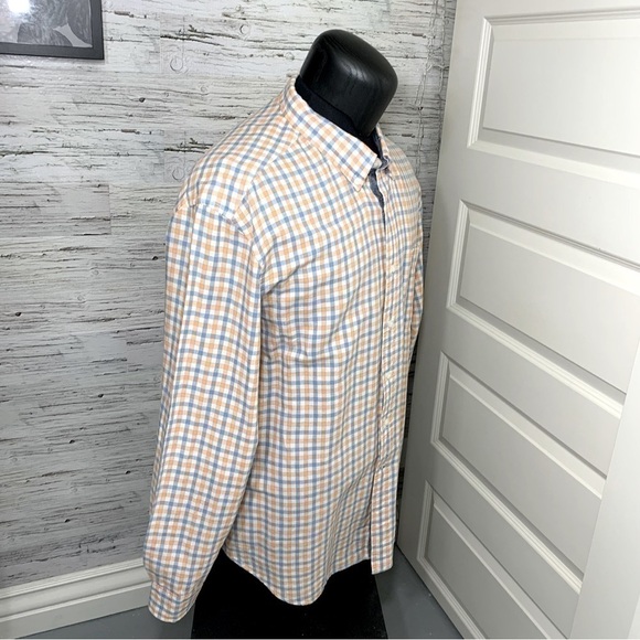 Nautica Blue Orange Plaid Linen Blend Casual Button Down Shirt Long Sleeves XXL - Picture 5 of 12